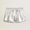 Pantaloncini da corsa da donna in tessuto argento Pantaloncini da corsa da donna in tessuto argento