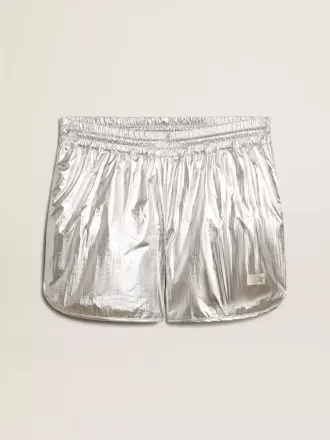 Pantaloncini da corsa da uomo in tessuto argento