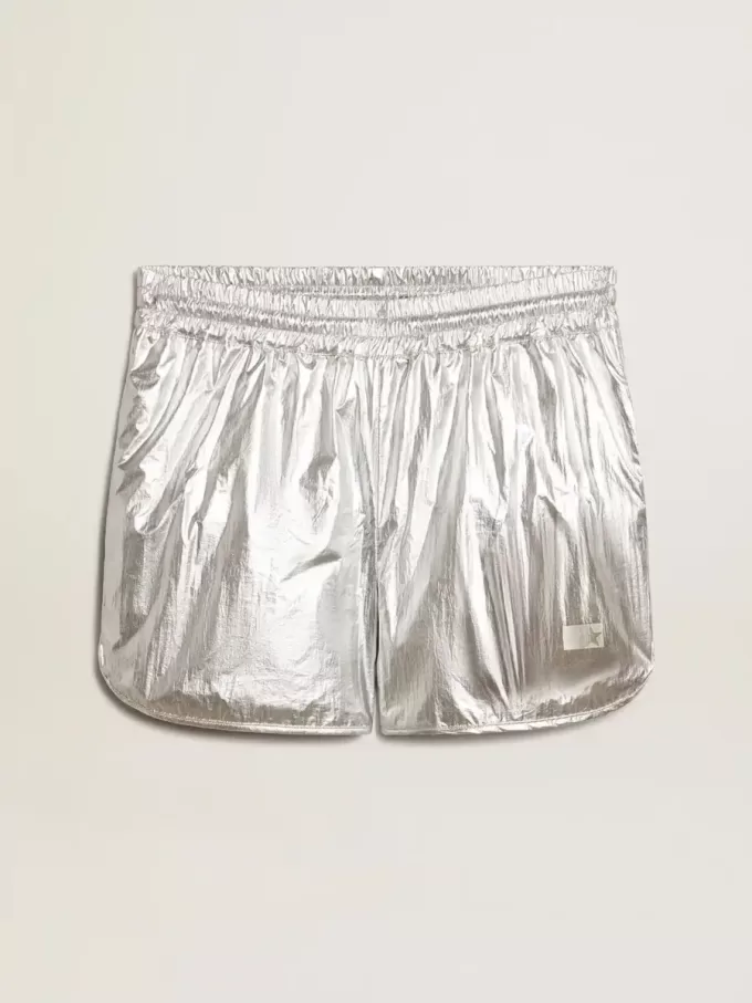 Pantaloncini da corsa da uomo in tessuto argento Pantaloncini da corsa da uomo in tessuto argento