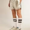 Pantaloncini da corsa da uomo in tessuto argento Pantaloncini da corsa da uomo in tessuto argento