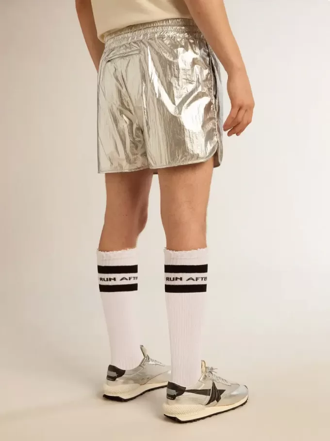 Pantaloncini da corsa da uomo in tessuto argento Pantaloncini da corsa da uomo in tessuto argento