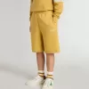 Pantaloncini da jogging per bambini in giallo ocra con ricamo