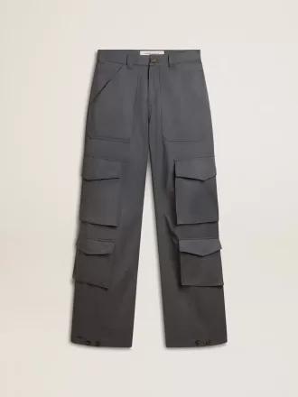 Pantaloni cargo da donna in lana azzurro