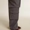 Pantaloni cargo da donna in lana azzurro Pantaloni cargo da donna in lana azzurro