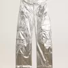 Pantaloni cargo da donna in tessuto tecnico argento Pantaloni cargo da donna in tessuto tecnico argento