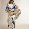 Pantaloni cargo da donna in tessuto tecnico argento Pantaloni cargo da donna in tessuto tecnico argento