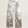 Pantaloni cargo da uomo in tessuto tecnico argento Pantaloni cargo da uomo in tessuto tecnico argento