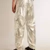 Pantaloni cargo da uomo in tessuto tecnico argento Pantaloni cargo da uomo in tessuto tecnico argento