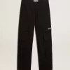 Pantaloni cargo in nylon ripstop nero