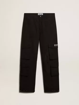 Pantaloni cargo in nylon ripstop nero
