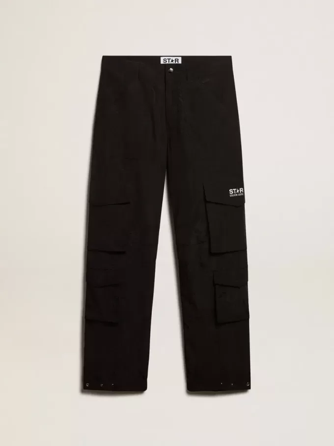Pantaloni cargo in nylon ripstop nero