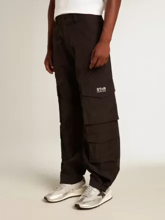 Pantaloni cargo in nylon ripstop nero