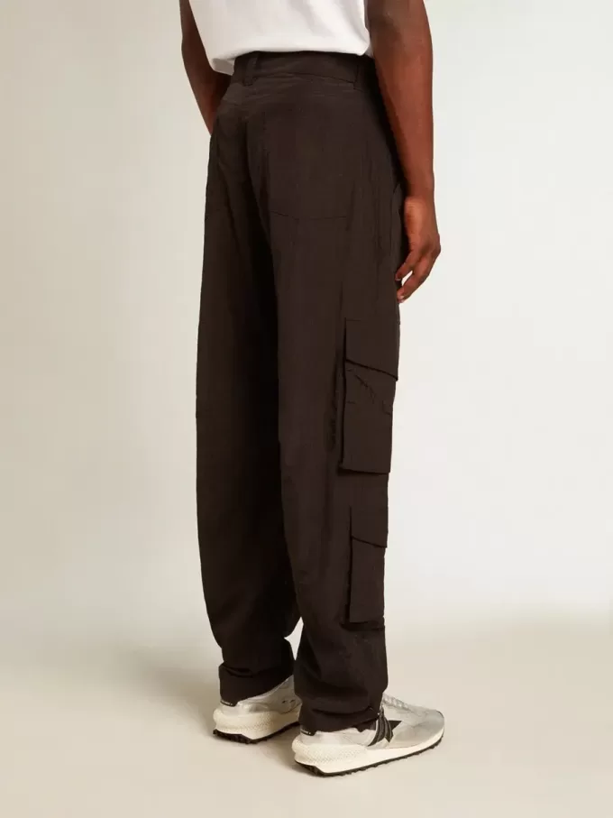 Pantaloni cargo in nylon ripstop nero