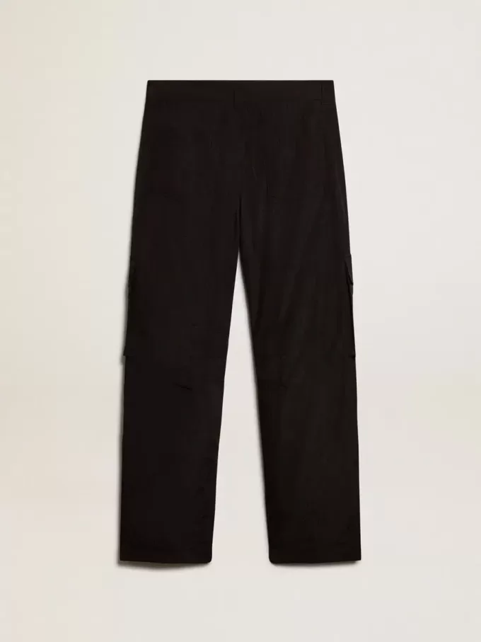 Pantaloni cargo in nylon ripstop nero