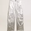 Pantaloni cargo in tessuto tecnico argento Pantaloni cargo in tessuto tecnico argento