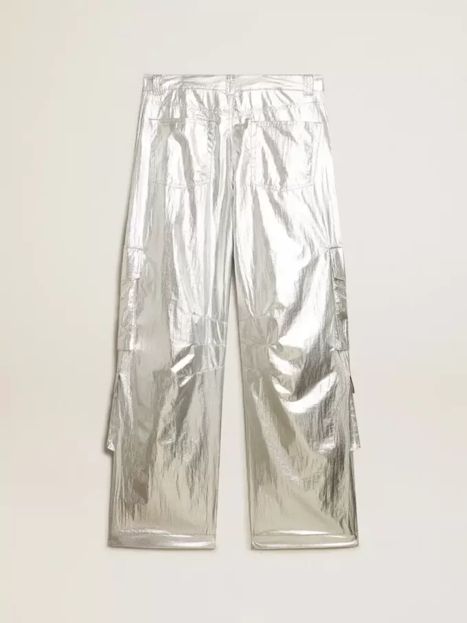 Pantaloni cargo in tessuto tecnico argento Pantaloni cargo in tessuto tecnico argento