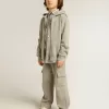 Pantaloni cargo joggers in cotone grigio melange con ricami