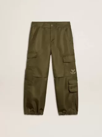 Pantaloni cargo per bambini in verde militare
