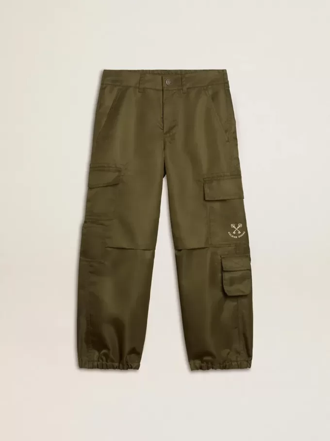 Pantaloni cargo per bambini in verde militare