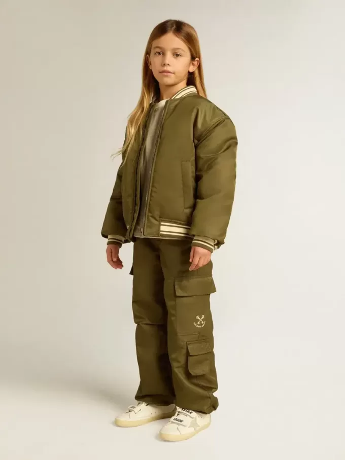 Pantaloni cargo per bambini in verde militare