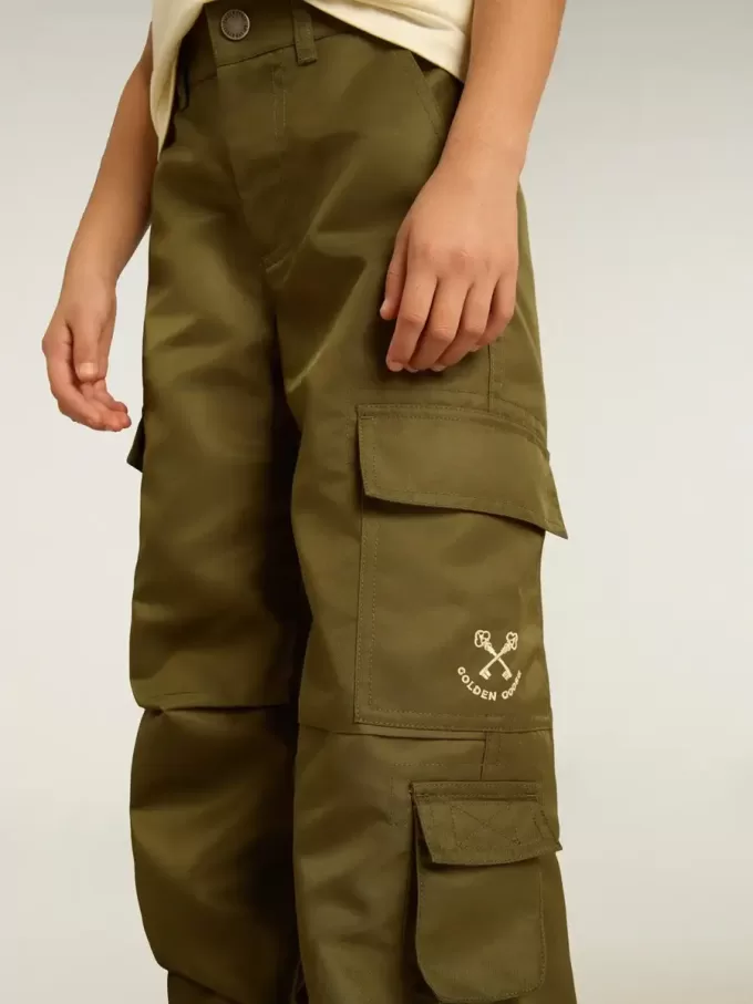 Pantaloni cargo per bambini in verde militare