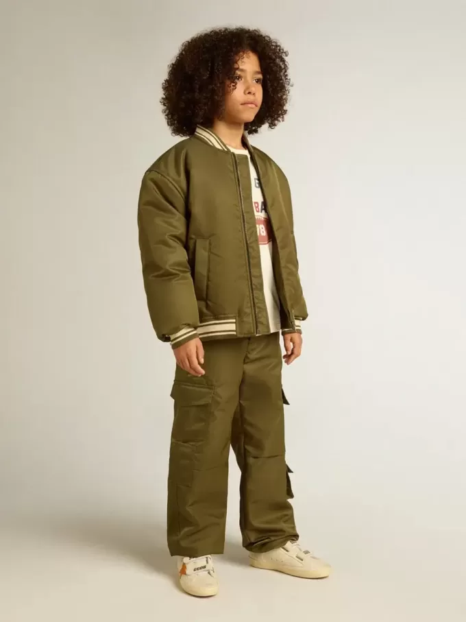 Pantaloni cargo per bambini in verde militare