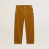 Pantaloni chino da bambino color tabacco con ricami