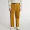 Pantaloni chino da bambino color tabacco con ricami