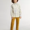 Pantaloni chino da bambino color tabacco con ricami
