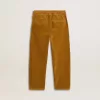 Pantaloni chino da bambino color tabacco con ricami