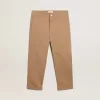 Pantaloni chino da bambino in cotone color caramello