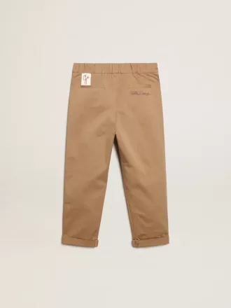 Pantaloni chino da bambino in cotone color caramello