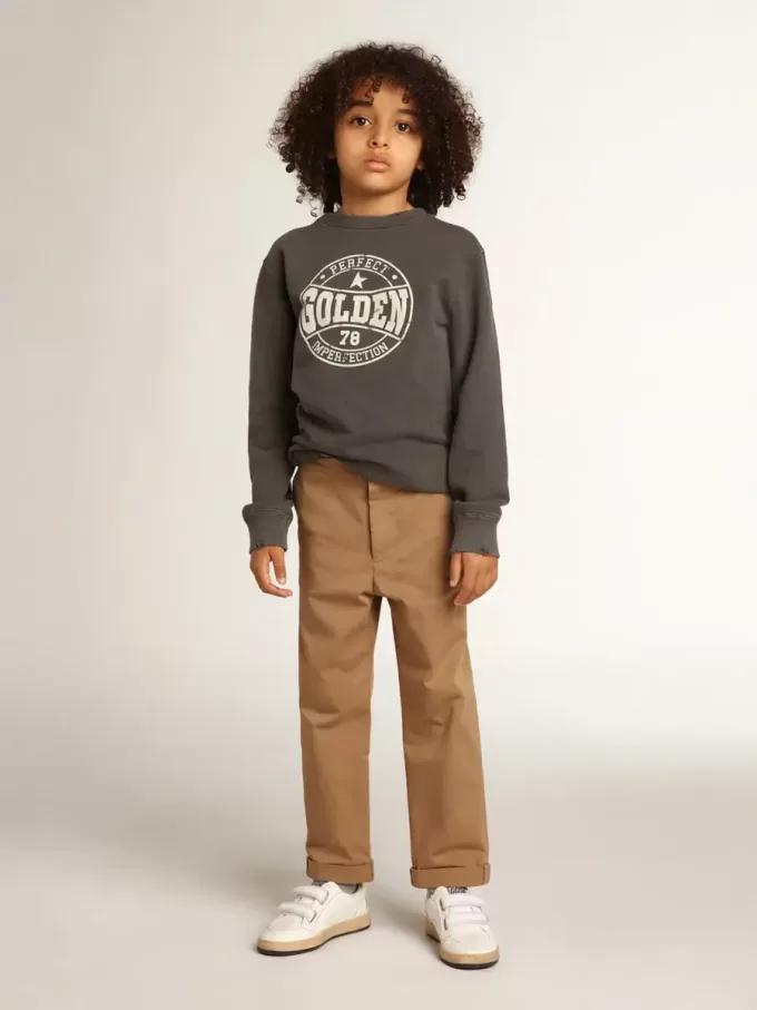 Pantaloni chino da bambino in cotone color caramello