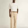Pantaloni chino da uomo beige con finitura effetto vissuto
