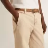 Pantaloni chino da uomo beige con finitura effetto vissuto