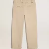 Pantaloni chino da uomo beige con finitura effetto vissuto