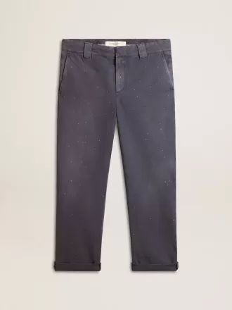 Pantaloni chino da uomo blu con effetto vissuto Pantaloni chino da uomo blu con effetto vissuto