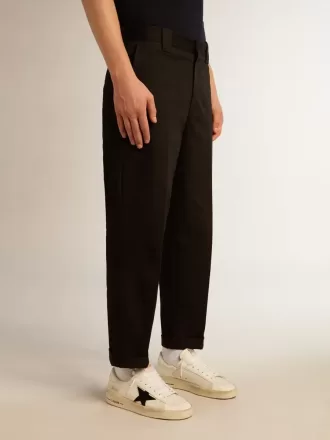 Pantaloni chino da uomo in cotone nero