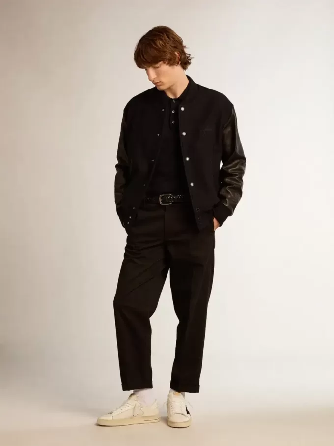 Pantaloni chino da uomo in cotone nero Pantaloni chino da uomo in cotone nero