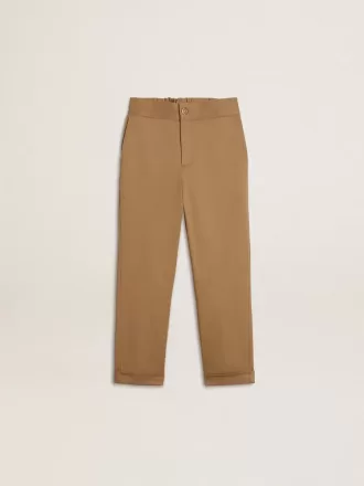 Pantaloni chino per bambino in cotone color tabacco