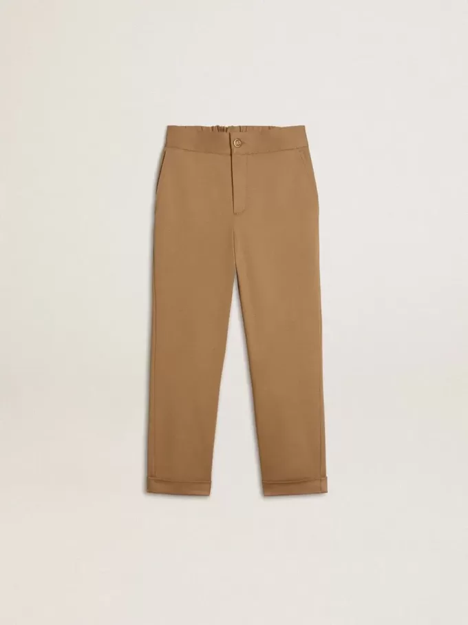 Pantaloni chino per bambino in cotone color tabacco
