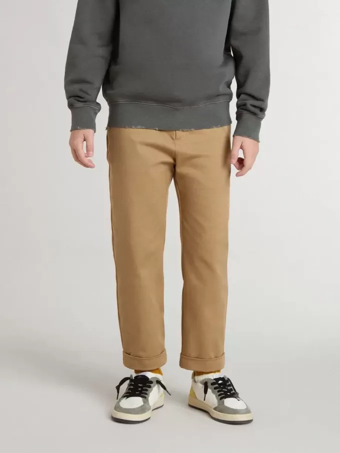 Pantaloni chino per bambino in cotone color tabacco