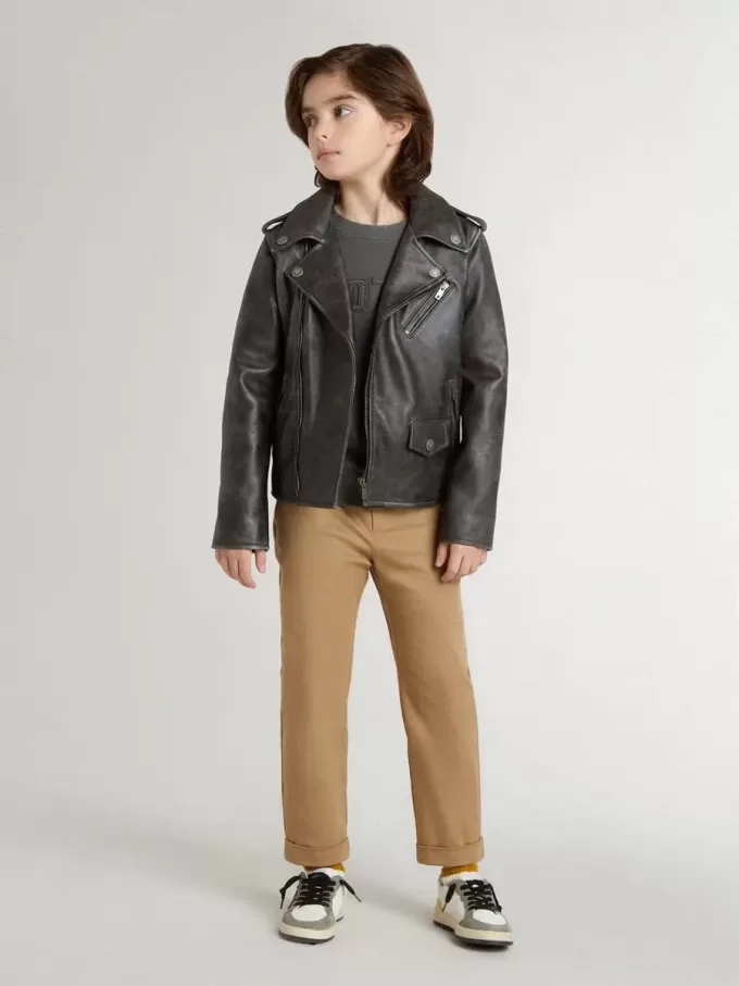 Pantaloni chino per bambino in cotone color tabacco