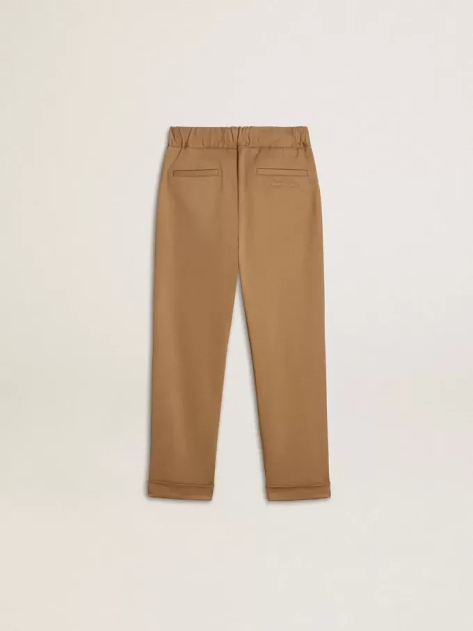 Pantaloni chino per bambino in cotone color tabacco