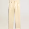 Pantaloni écru con paillettes trasparenti su tutta la superficie Pantaloni écru con paillettes trasparenti su tutta la superficie