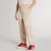 Pantaloni da bambina in cotone beige con ricamo Pantaloni da bambina in cotone beige con ricamo