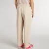 Pantaloni da bambina in cotone beige con ricamo Pantaloni da bambina in cotone beige con ricamo