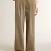 Pantaloni da donna in cotone color cachi Pantaloni da donna in cotone color cachi