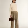 Pantaloni da donna in cotone color cachi Pantaloni da donna in cotone color cachi
