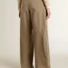 Pantaloni da donna in cotone color cachi Pantaloni da donna in cotone color cachi